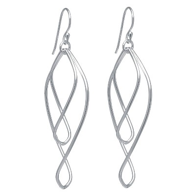 Silver Plated Brass Double Twist Tear Drop Earrings