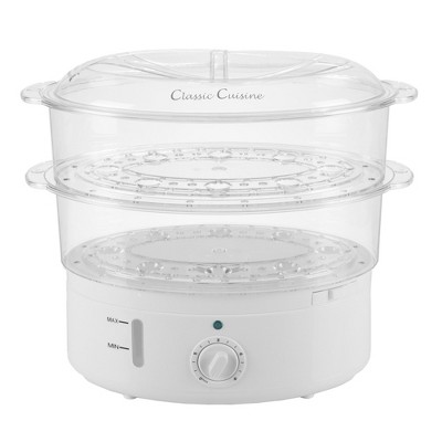 6.3 Quart White Electric Vegetable Steamer and Rice Cooker with Timer