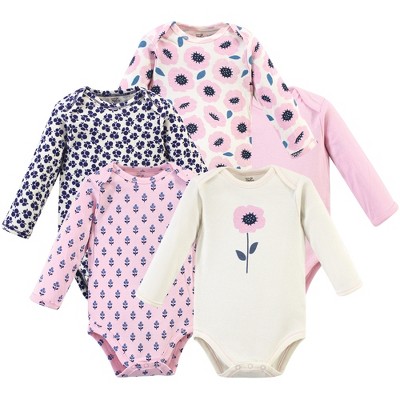 Touched By Nature Baby Girl Organic Cotton Long-sleeve Bodysuits 5pk ...