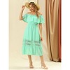 Allegra K Women's Off Shoulder Ruffle Lace Insert High Waist Short Sleeve Flowy Maxi Dress - 3 of 4