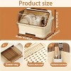 Attop Cream Dustproof Lid Dish Rack - Space-Saving Countertop Organizer, Multi-Compartment Plastic Drainer for Dishes & Utensils, Easy to Clean - 3 of 4