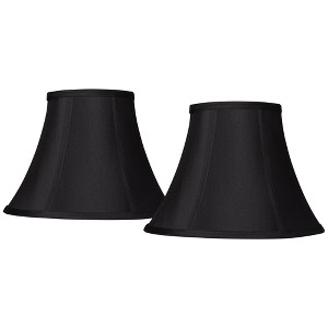 Springcrest Set of 2 Bell Lamp Shades Black Small 6" Top x 12" Bottom x 8.5" High x 9" Slant Spider Replacement Harp and Finial - 1 of 4