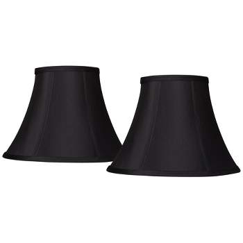 Springcrest Set of 2 Bell Lamp Shades Black Small 6" Top x 12" Bottom x 8.5" High x 9" Slant Spider Replacement Harp and Finial