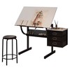 SKRAN Adjustable Drafting Table, Industrial Style Design Art Desk With Stool And 3 Drawers for Drawing, Crafting, and Office Use - 4 of 4