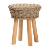 bali & pari Denver Modern Bohemian Natural Seagrass and Acacia Wood Stool - 2 of 4