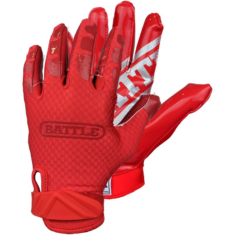 Battle Sports Youth TripleThreat UltraTack Football Gloves - Red, 1 of 3