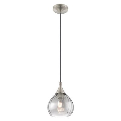 Mini Brushed Nickel LED Pendant with Smoke Glass - Indoor/Outdoor