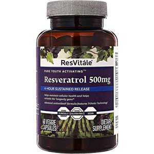 ResVitále Resveratrol 500 mg - Resveratrol Supplement for Men and Women - 60 Veggie Capsules - 1 of 2