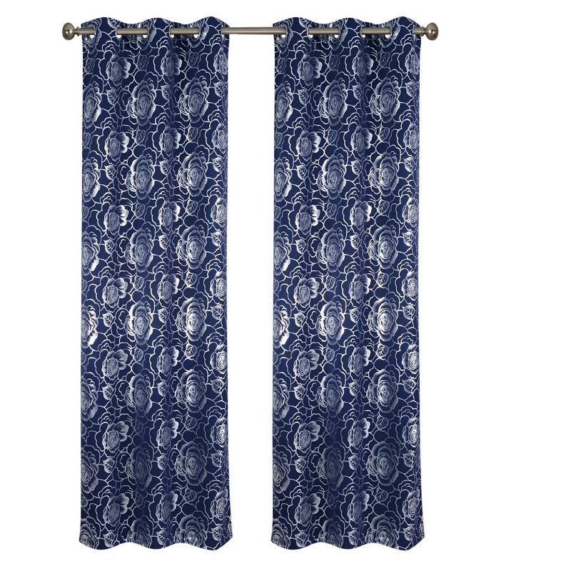 Floral Metallic Blackout Grommet Curtain Panels (Set of 2), 2 of 5
