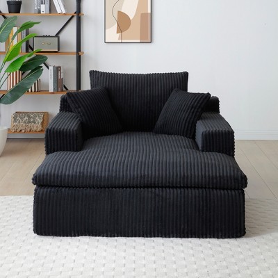 64inx46in Chaise Lounge Chair Indoor, Oversized Upholstered Sofa Bed, Sleeper Couch Reading Chairs,Couches for Living Room, Black