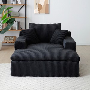 64inx46in Chaise Lounge Chair Indoor, Oversized Upholstered Sofa Bed, Sleeper Couch Reading Chairs,Couches for Living Room, Black - 1 of 1