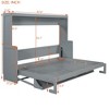 Full/Queen Size Murphy Bed Wall Bed with Hydraulic Lift and Desk Design, White/Gray-ModernLuxe - 3 of 4