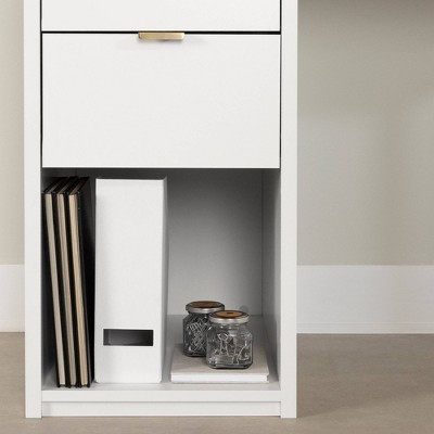 Pure White Wood Computer Desk with USB Port and Drawer
