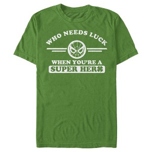 Men's Marvel Spider-Man St. Patrick's Day Who Needs Luck When Your a Superhero T-Shirt - 1 of 4