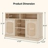 Rattan Buffet Cabinet with Storage, 47" Sideboard Storage Cabinet with 2 Rattan Doors, Natural Wood Accent Coffee Bar for Kitchen Dining Living Room - 4 of 4