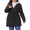Agnes Orinda Women's Plus Size Drawstring Waist Long Sleeve Warm Barn Jackets with Hooded - 2 of 4