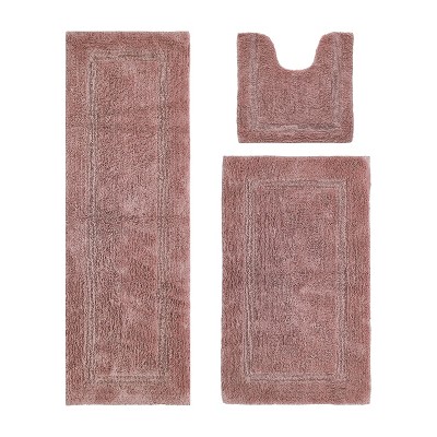 Lux Premium 100% Cotton  Ultra-Soft Tufted Solid Reversible 3 Piece Bath Rug Set, Water-Absorbent, Durable, Machine Washable Bathroom Rug