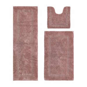 Lux Premium 100% Cotton  Ultra-Soft Tufted Solid Reversible 3 Piece Bath Rug Set, Water-Absorbent, Durable, Machine Washable Bathroom Rug - 1 of 4