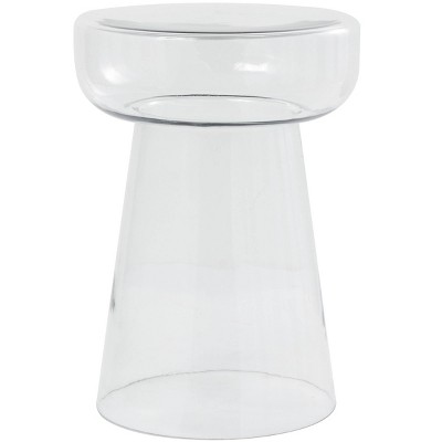 Olivia & May Glass Modern Pedestal Accent Table