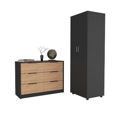 NicBex Armoire Wardrob + Dresser with Double Doors & Shelves & Drawers for Bedroom