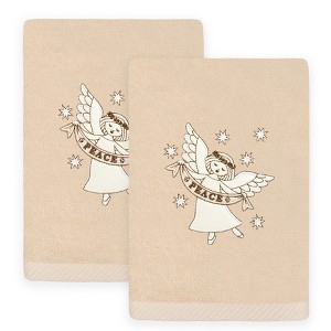 Linum Home Textiles Christmas ANGEL - Embroidered Luxury 100% Turkish Cotton Hand Towels - 1 of 3