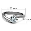 Slickblue Women's Solitaire Ring, 6mm Round Clear CZ Center, Polished Stainless Steel, No Plating, size 5-10 - 2 of 4