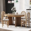 5-Piece Vintage Wood Extendable Dining Table Set with 4 Upholstered Chairs, Expandable Kitchen Table for Dining Room-The Pop Home - 2 of 4