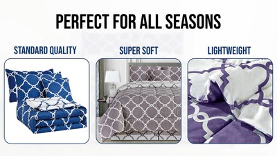 Queen Dark Blue Down Alternative Microfiber Comforter Set