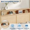 Coucheta Rattan Bed Frame Queen with LED Lights, Boho Wood Queen Bed Frame with Storage Headboard, Natural Rattan, Silent Slats, No Box Spring Needed - 4 of 4