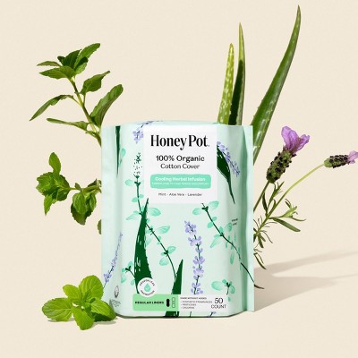 Honey Pot 100% Organic Cotton Cover Cooling Regular Liner - 50 ct
