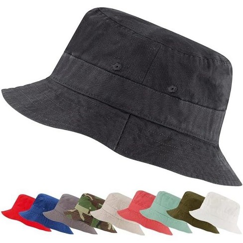 Market & Layne Bucket Hat for Men, Women, and Teens, Adult Packable Bucket  Hats for Beach Sun Summer Travel (Black-X-small/Small)