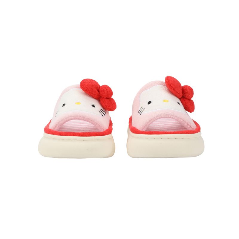 Hello Kitty 3D Character Face Art Women's Pink & White Striped Open-Toed Slide Slippers, 4 of 7