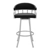 26" Counter Height Swivel Faux Leather Stool with Footrest and Brushed Stainless Steel Base for Kitchen or Bar - 2 of 4