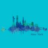 Men's Design By Humans New York City Skyline v05 Cityscape Watercolor By HQPhoto T-Shirt - 2 of 3
