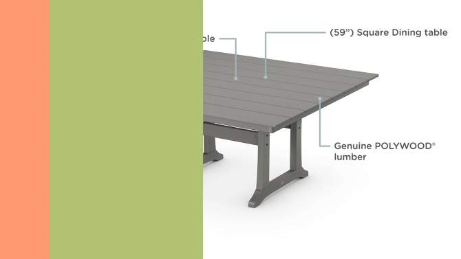 POLYWOOD Farmhouse Trestle Square Patio Dining Table, 2 of 5, play video