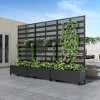 PexFix 73 in. x 35 in. Outdoor Metal Trellis with Planter Box Privacy Screen Garden Fence Wall Applique in Black - 3 of 4