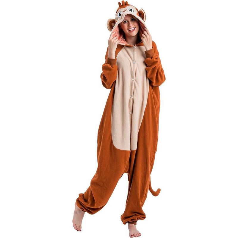 Syncfun Unisex Adult Monkey Pajamas Halloween Monkey Costume Jumpsuit Outfit Set For Halloween Dress Up Party Role Playing Themed Parties Cosplay, 3 of 8