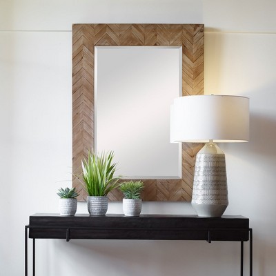 Demetria 35" Brown Rectangular Wooden Mirror