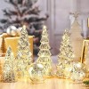 6 Pcs Mercury Glass Christmas Tree for Tabletop Light up Figurine Christmas Tree Mercury Cracked Glass Globe w/Light for Xmas Centerpiece Mantel Gift - 2 of 4