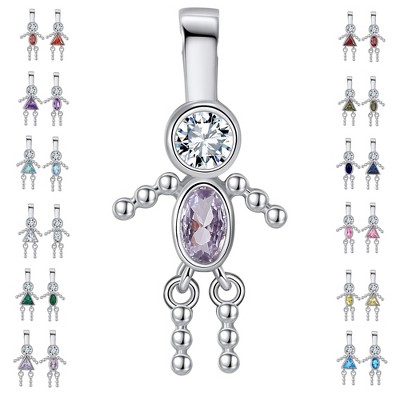 Baby Boy or Girl Birthstone Charm for Mom  Family Tree Grandma Necklace by Ginger Lyne CZ Sterling Silver