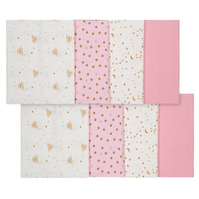 Gerber Baby Girls' 8pk Castle Burpcloth – Pink/Ivory