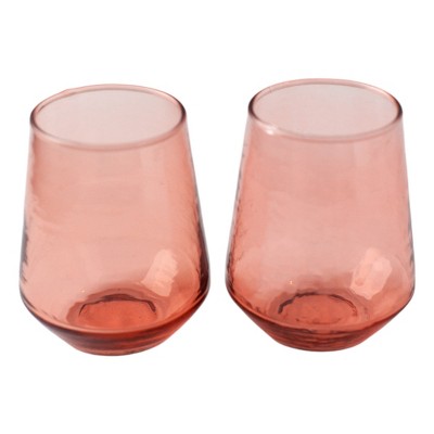 Slickblue Handcrafted Hammered Glass Tumblers, 13.5oz, Set of 2, Vibrant Colored Glass, Perfect for Dining