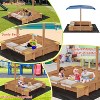 Kids Wooden Sandbox with Lid ＆ Adjustable Canopy, Outdoor Sandpit with Padding, Storage Bins - 4 of 4
