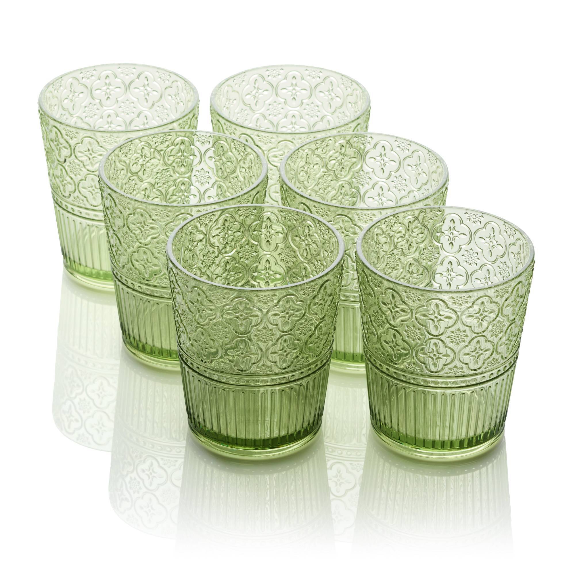 Certified International (Set of 6) 16oz Acrylic Dof Glasses Victoria Green