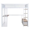 PAGED Full Size Loft Bed Simple Modern Metal Bed Frame with Desk, 3 Linen Drawers, LED and Guardrail for Bedroom - 4 of 4