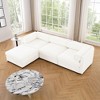 Elegant White Chenille  Sofa with Storage Seat and Ottoman, L-Shaped 3-Seater Cylindrical Backrest and Armrests - 2 of 4