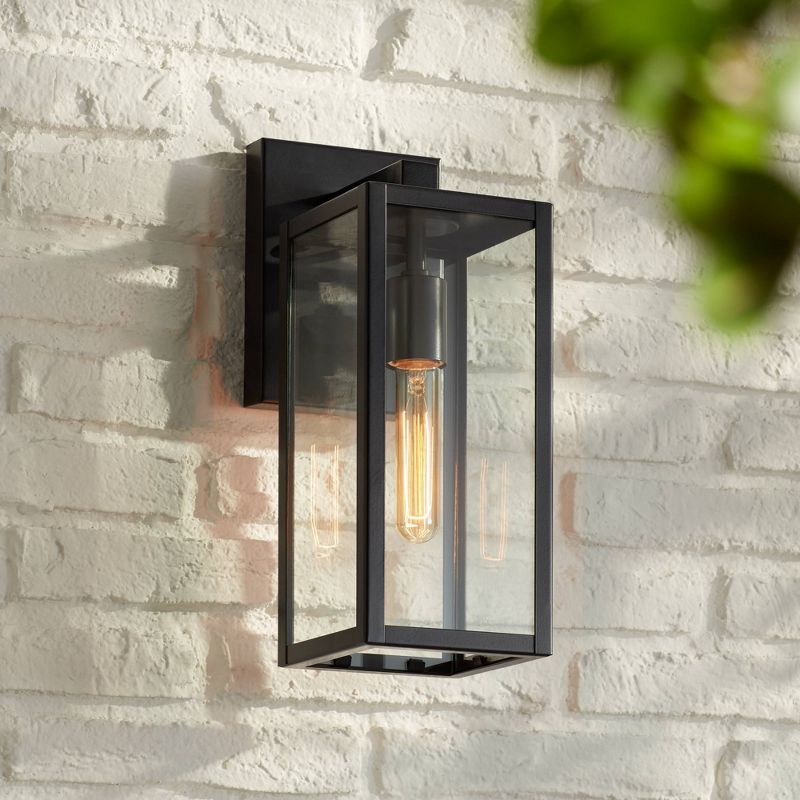 John Timberland Modern Outdoor Wall Light Fixture Mystic Black 14 1/4" Clear Glass Panel for Exterior Barn Deck House Porch Yard Patio Outside Garage, 2 of 9