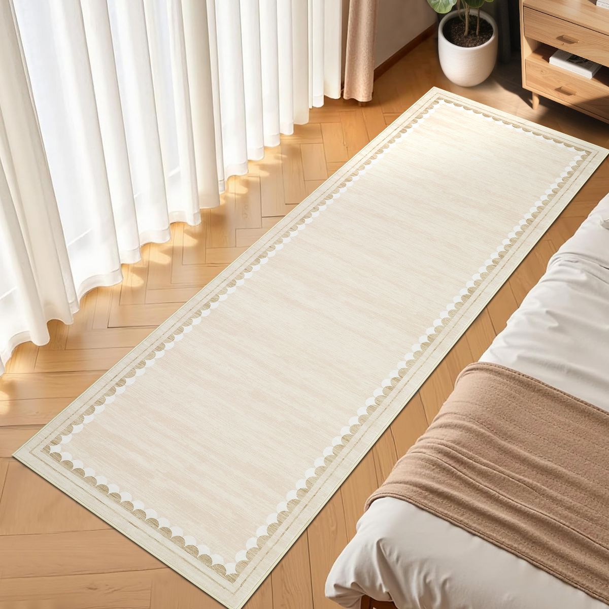 Garvee Washable Rugs for Living Room Bedroom Modern Solid Area Rug Low Pile Non Slip Bordered Print Rug