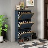 VYNXARIA 3-Door Metal Shoe Rack - Modern Freestanding Storage Cabinet for Entryway - 3 of 4