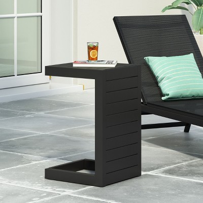 NicBex Outdoor End Table Modern Aluminum C-shaped Outdoor Coffee Table Outdoor Side Table, Patio Table Small Table for Backyard, Balcony, Porch